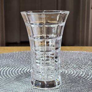 Vintage Small Crystal‎ Bud Vase 4.7"H x 2.7"D Faceted Clear Glass Possible Japan